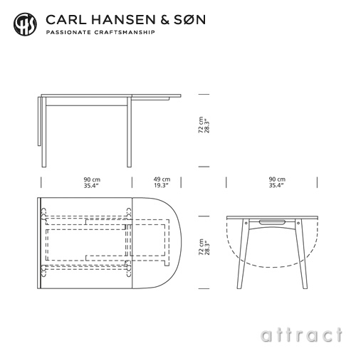 Carl Hansen & Son カールハンセン＆サン CH002 伸長式 ダイニングテーブル W90～188cm デザイン：ハンス・J・ウェグナー